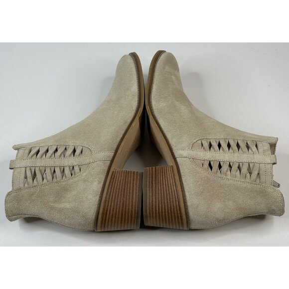 Paul Green Vienna Beige Suede Ankle Boots Womens US 10 UK 7.5 Booties Cutout New - Picture 5 of 11